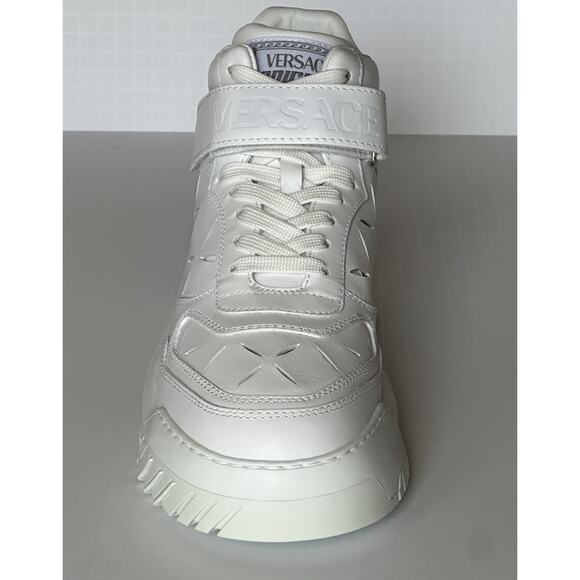 Versace Men\'s Laserata Leather Sneakers White 12.5 US (45.5) 1008964 NWT $1175 main image 7